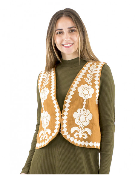 Chaleco algodón bordado doblado algodón