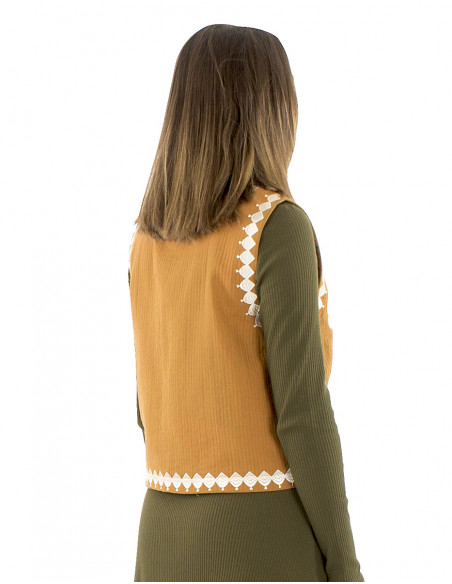 Chaleco algodón bordado doblado algodón