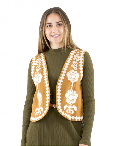 Chaleco algodón bordado doblado algodón