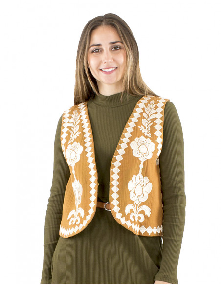 Chaleco algodón bordado doblado algodón