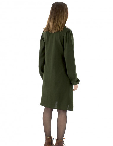 Vestido 91% viscosa 9% lino liso y bolero buste...