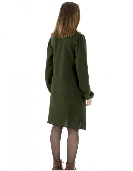 Vestido 91% viscosa 9% lino liso y bolero buste estampado antiguo