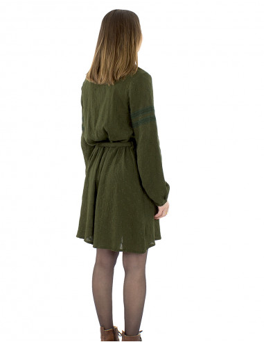 Vestido algodón liso gasa bordado