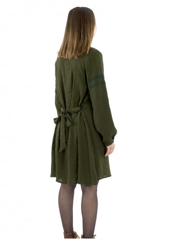 Vestido algodón liso gasa bordado