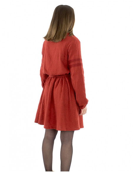 Vestido algodón liso gasa bordado