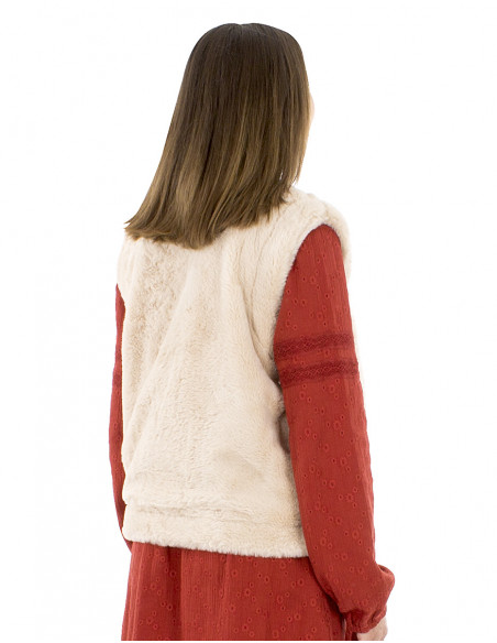 Chaleco malla poliéster estampado doblado forro poliéster abotonado