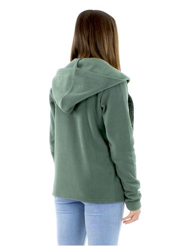 Chaqueta malla poliéster polar capucha bordado Mándala