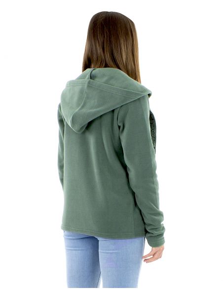 Chaqueta malla poliéster polar capucha bordado Mándala