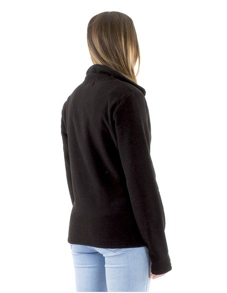 Chaqueta malla poliéster polar con cuello bordado flores