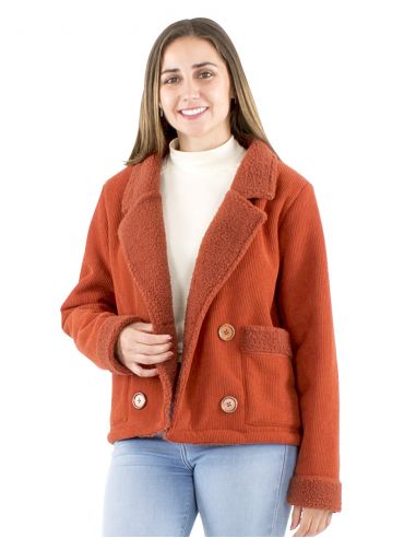 Chaqueta poliéster terciopelo lisa con forro poliéster