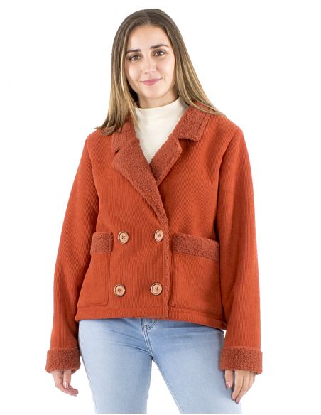 Chaqueta poliéster terciopelo lisa con forro poliéster