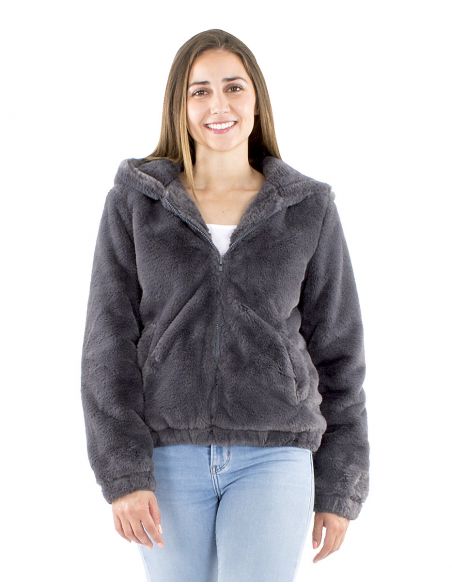 Chaqueta poliéster zip con capuchapiel poliéster