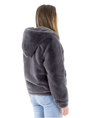 Chaqueta poliéster zip con capuchapiel poliéster