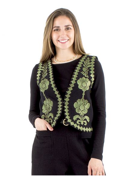 Chaleco algodón bordado doblado algodón