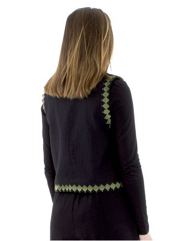 Chaleco algodón bordado doblado algodón