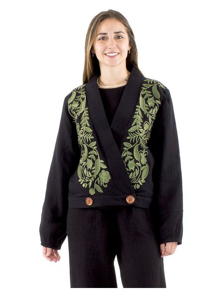 Chaqueta algodón bordado doblada algodón