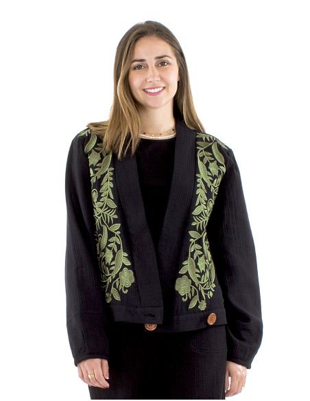 Chaqueta algodón bordado doblada algodón