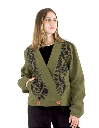Chaqueta algodón bordado doblada algodón