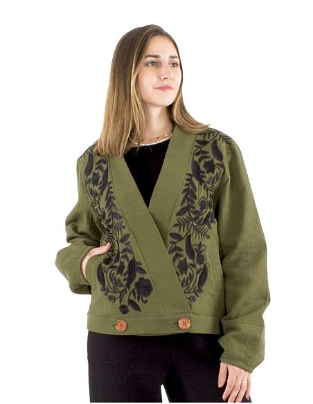 Chaqueta algodón bordado doblada algodón