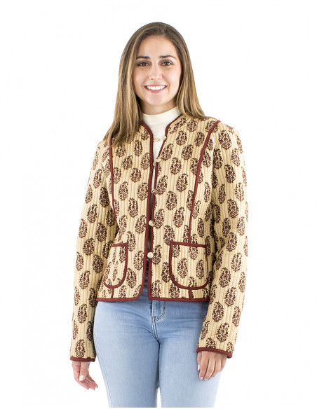Chaqueta acolchada algodón estampado Batik interior liso