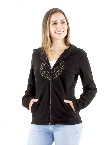 Chaqueta malla poliéster polar capucha bordado...