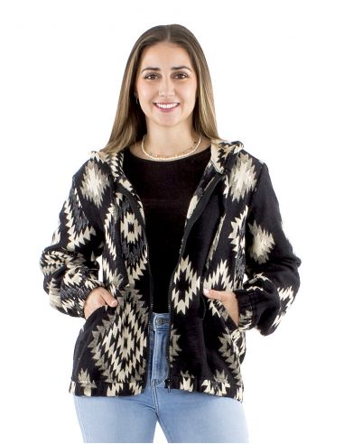 Cazadora acrilico chal zip Jacquart geometrico