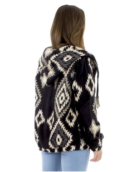 Cazadora acrilico chal zip Jacquart geometrico