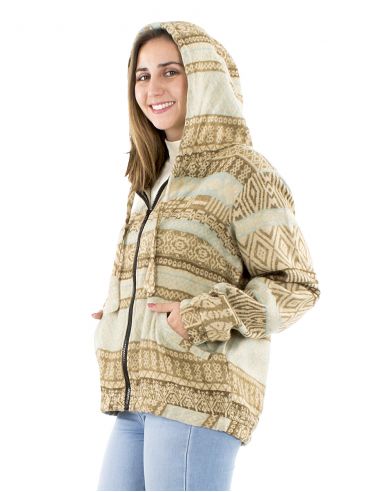 Cazadora acrilico chal zip Jacquart lineas