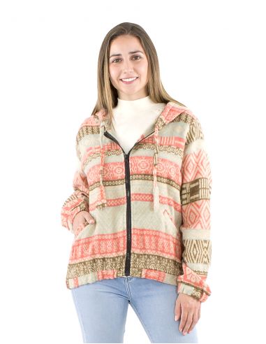 Cazadora acrilico chal zip Jacquart lineas