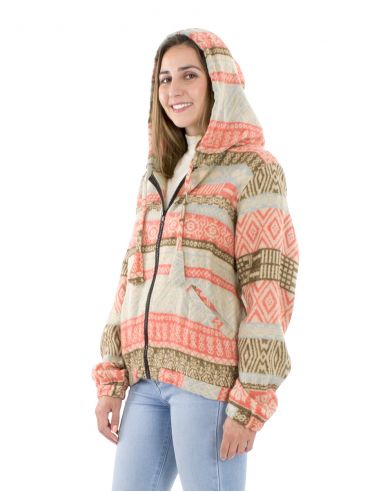 Cazadora acrilico chal zip Jacquart lineas