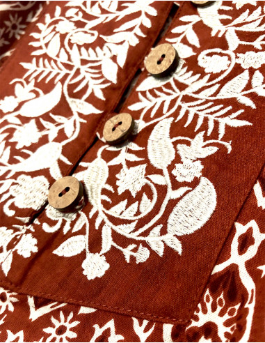 Blusa algodón bordada flores