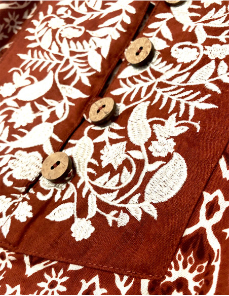 Blusa algodón bordada flores