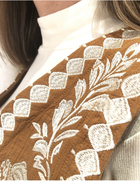 Chaleco algodón bordado doblado algodón