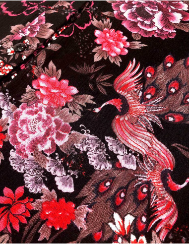 Blusa crepe viscosa abotonada estampado Sakura