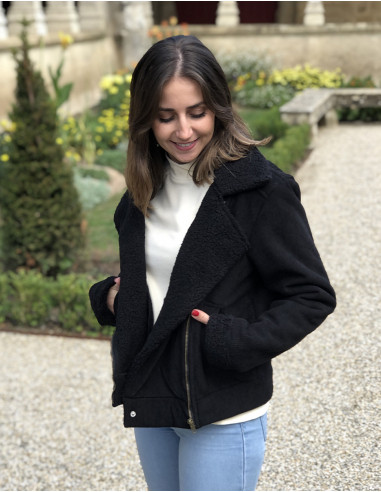 Cazadora poliéster terciopelo lisa con forro...