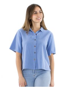 Blusa algodon lisa cuello corto mangas cortas sw 2