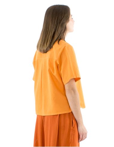 Blusa algodon lisa cuello corto mangas cortas sw