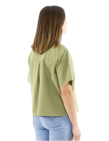 Blusa algodon lisa cuello corto mangas cortas sw