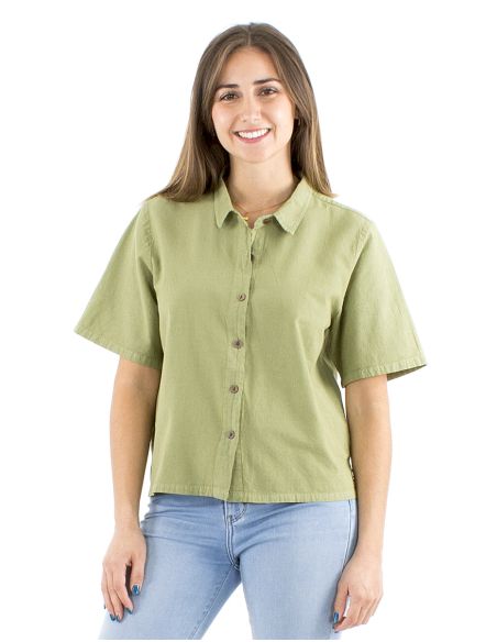 Blusa algodon lisa cuello corto mangas cortas sw