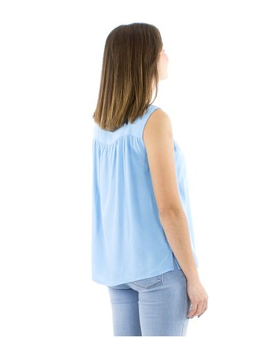 Blusa viscosa bordado mano sin mangas