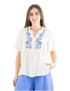 Blusa viscosa bordado mano mangascortas