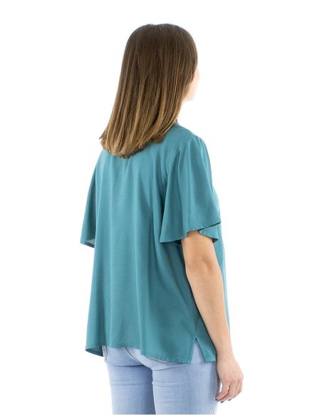 Blusa viscosa bordado mano mangascortas