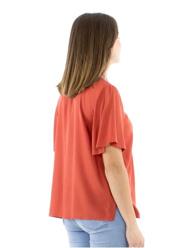 Blusa viscosa bordado mano mangascortas