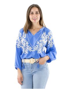 Blusa viscosa bordado mano mangas 3/4 2