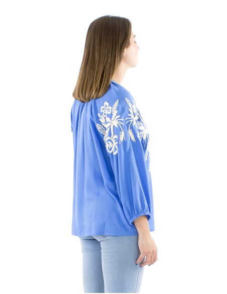 Blusa viscosa bordado mano mangas 3/4