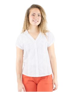 Blusa algodon bordado mangas cortas