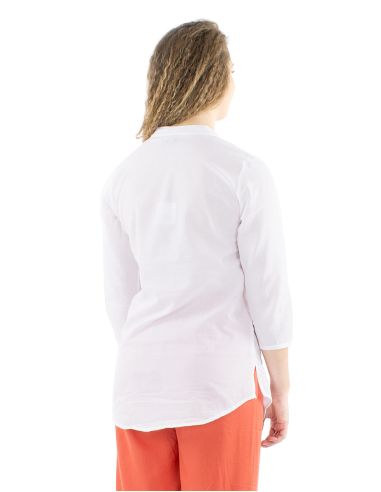 Blusa algodon bordado mangas 3/4