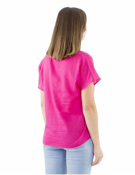 Blusa algodon mousse lisa forma cuello v bout manga
