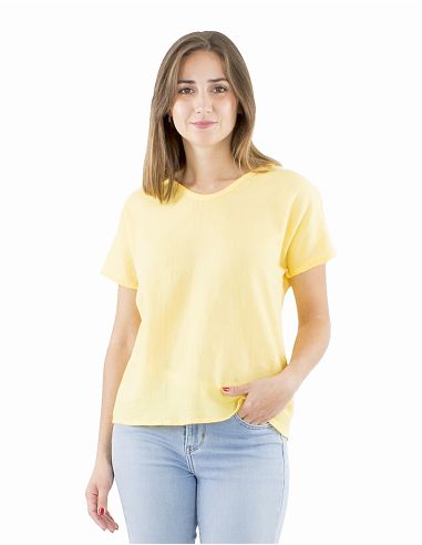 Blusa algodon mousse lisa forma cuello v bout manga