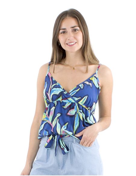 Top viscosa tirante espalda elastica estampado jade